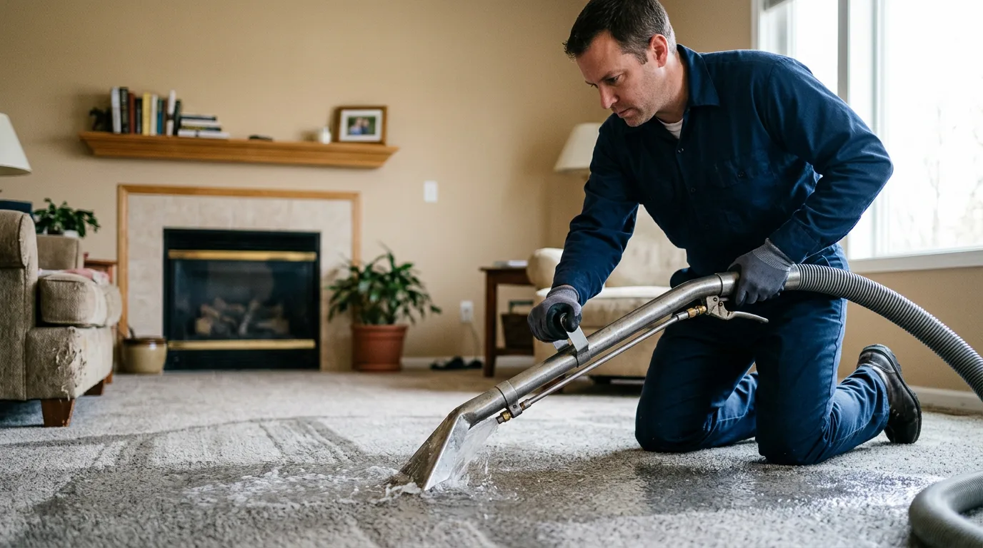 Water damage restoration technician working near Oneida, KS
